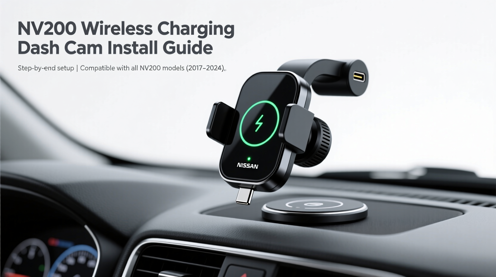 nv200 wireless charging dash cam install