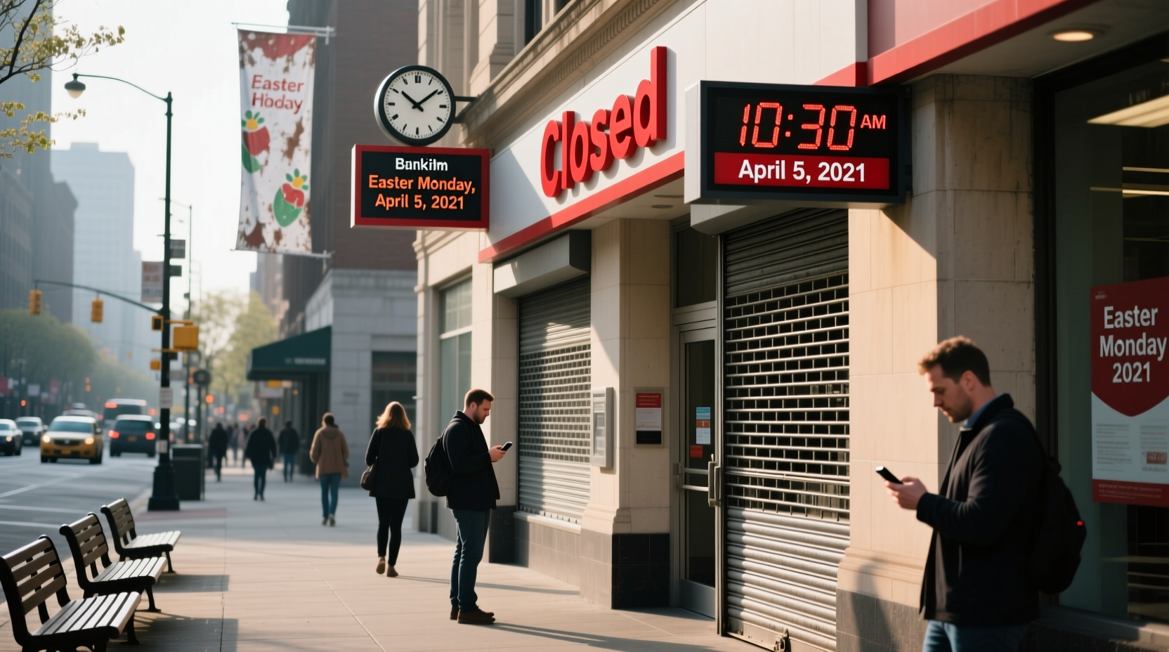 are banks closed easter monday 2021