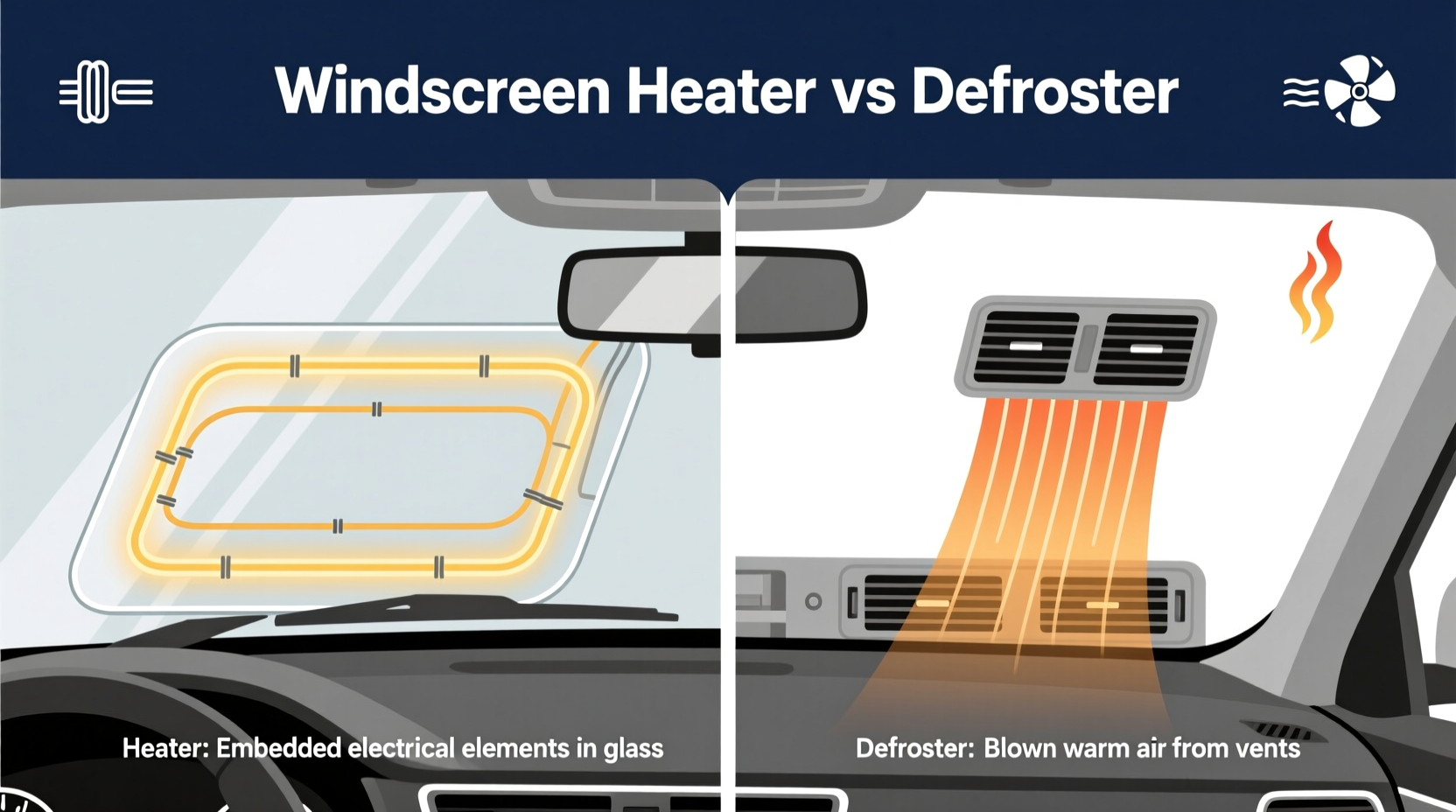 windscreen heater vs defroster