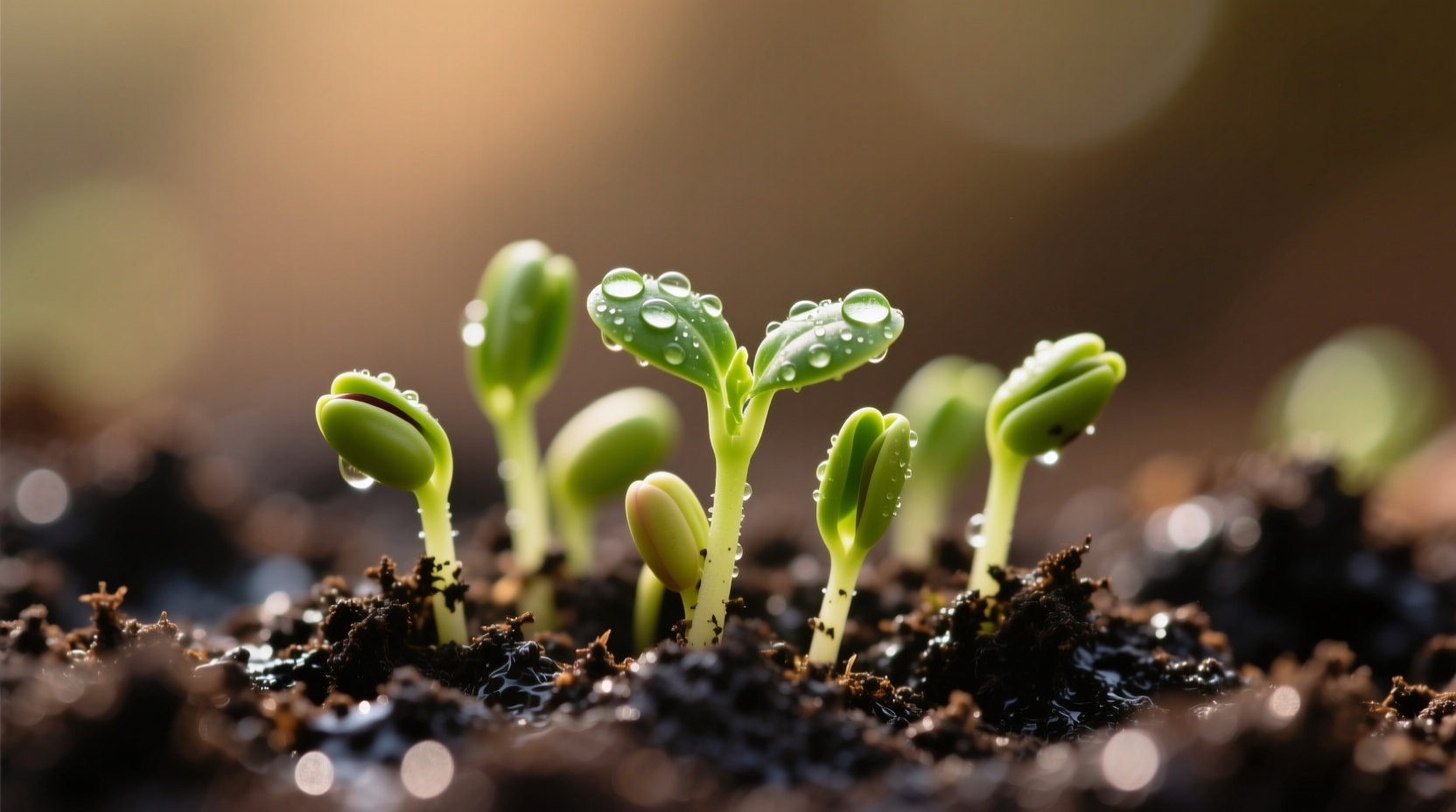 River spinach seedlings in moist soil