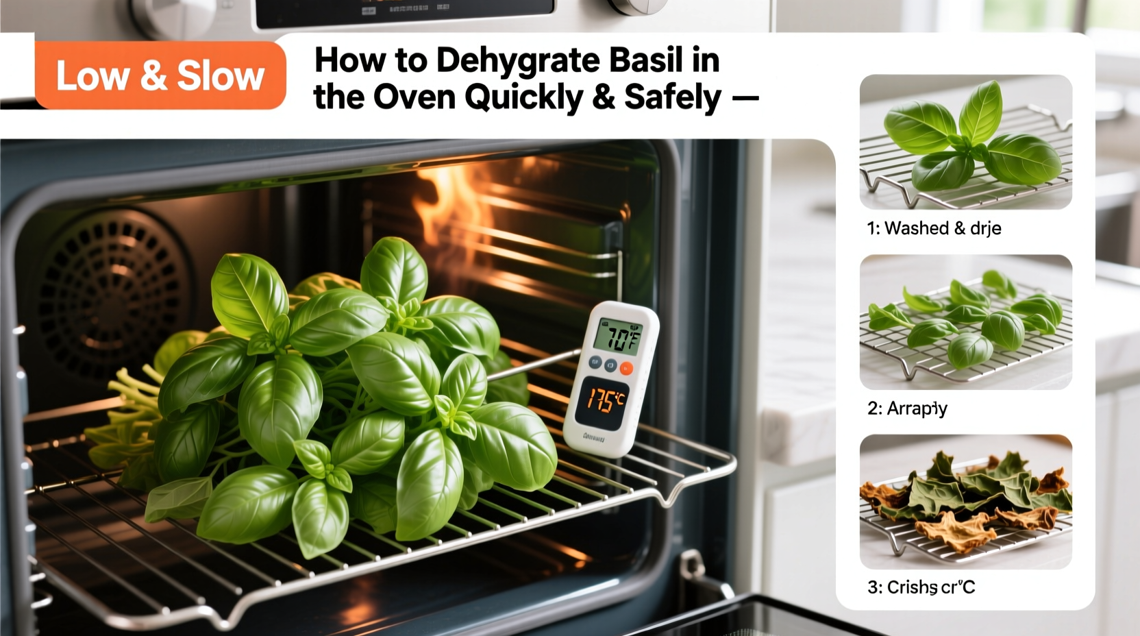 how to dehydrate basil in the oven
