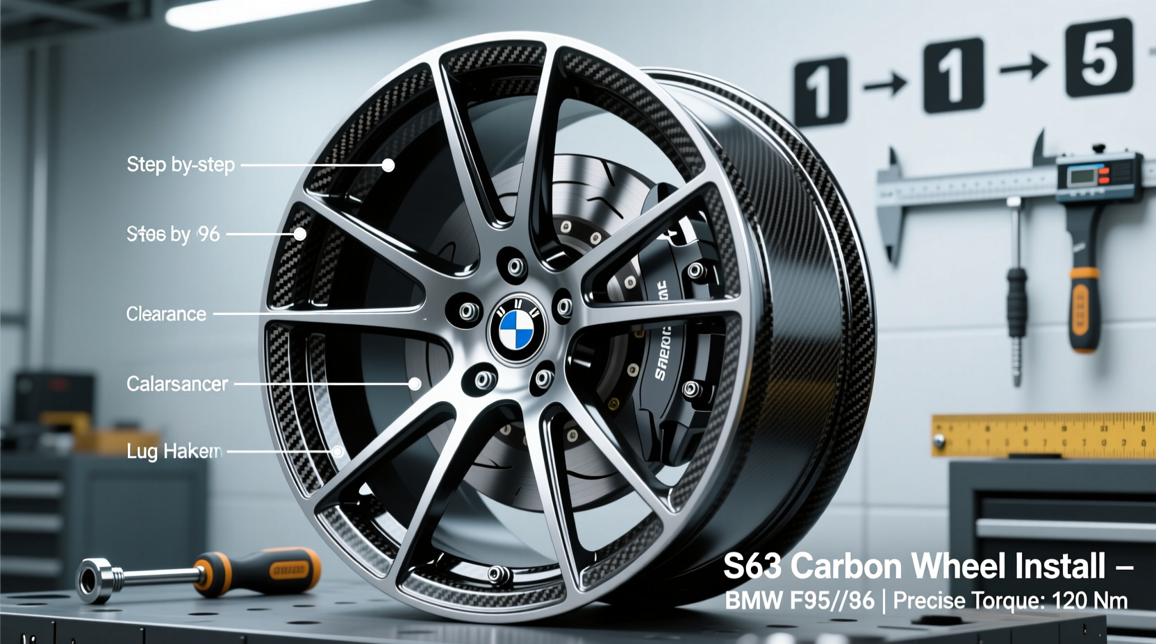 s63 carbon wheel install