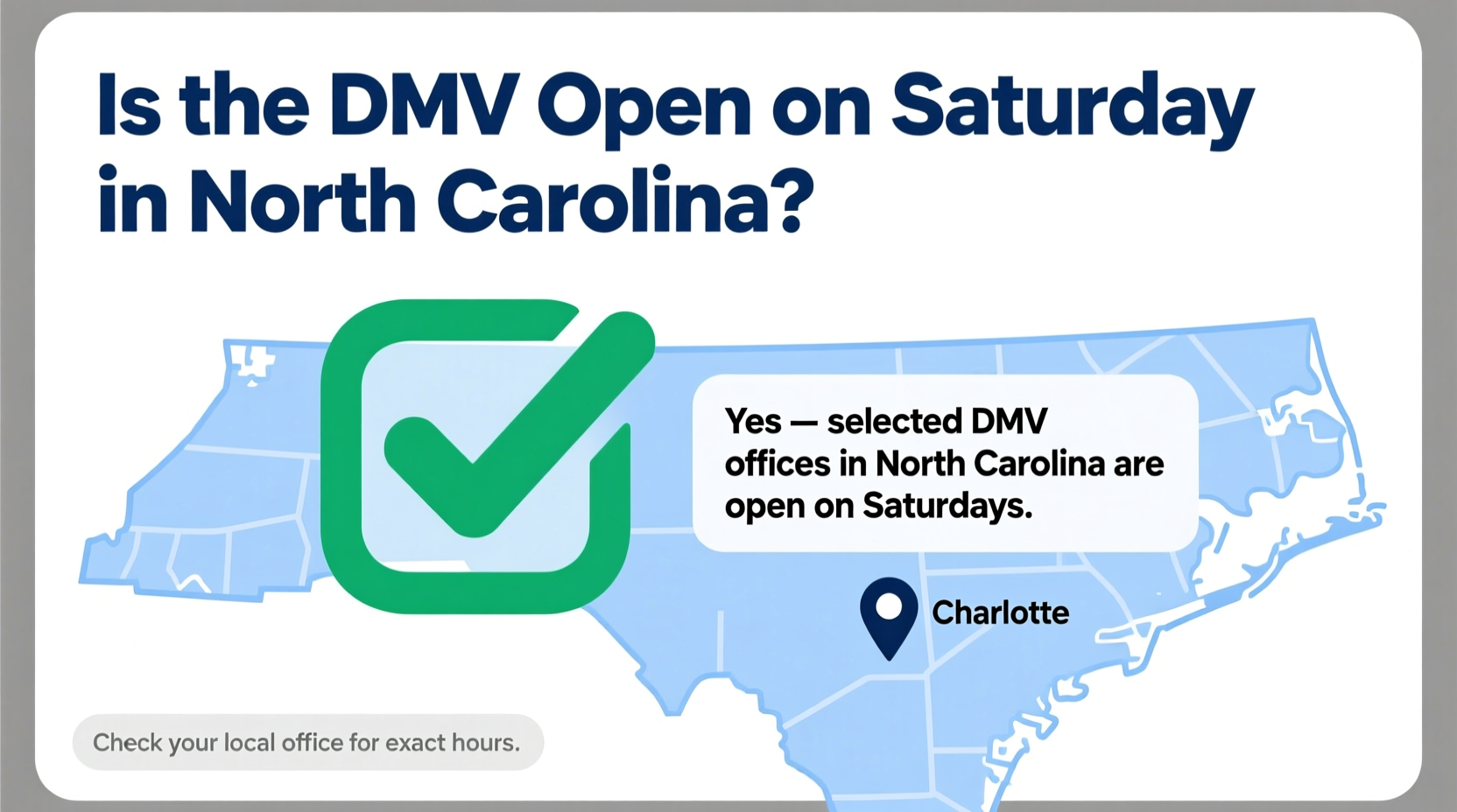 is the dmv open on saturday in north carolina