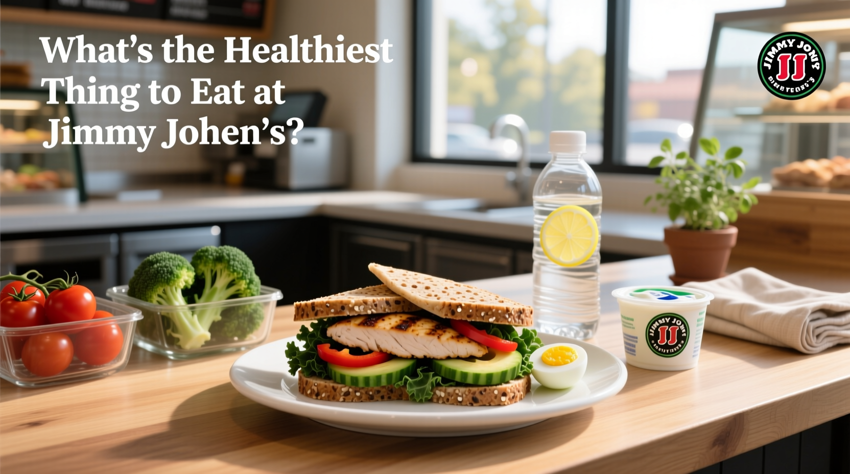 Jimmy John's low calorie high protein sandwich option shown with lettuce wrap and lean turkey