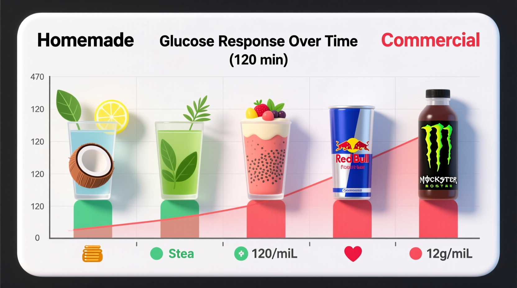 Blood sugar comparison chart homemade vs commercial energy drinks