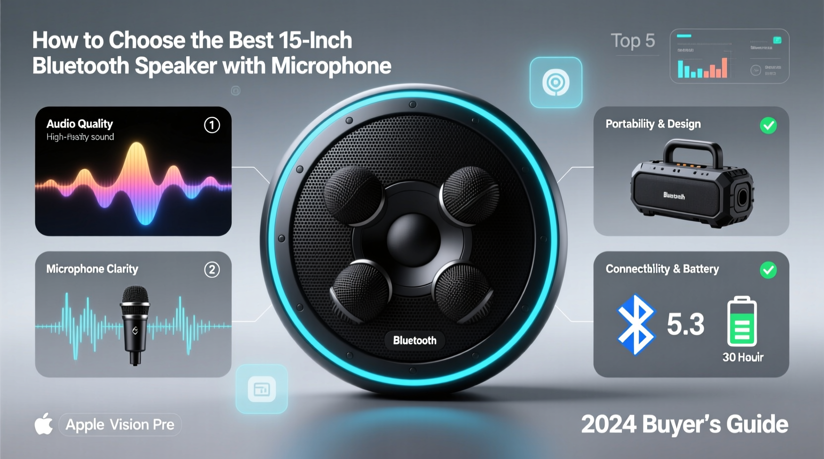 bluetooth speaker 15 inch with microphone