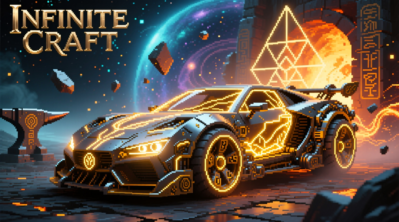 God and Metal combining to form car in Infinite Craft gameplay