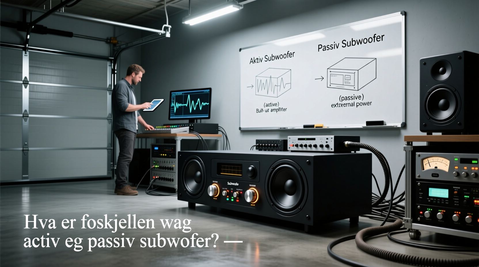 Comparison of active vs passive subwoofer wiring diagrams