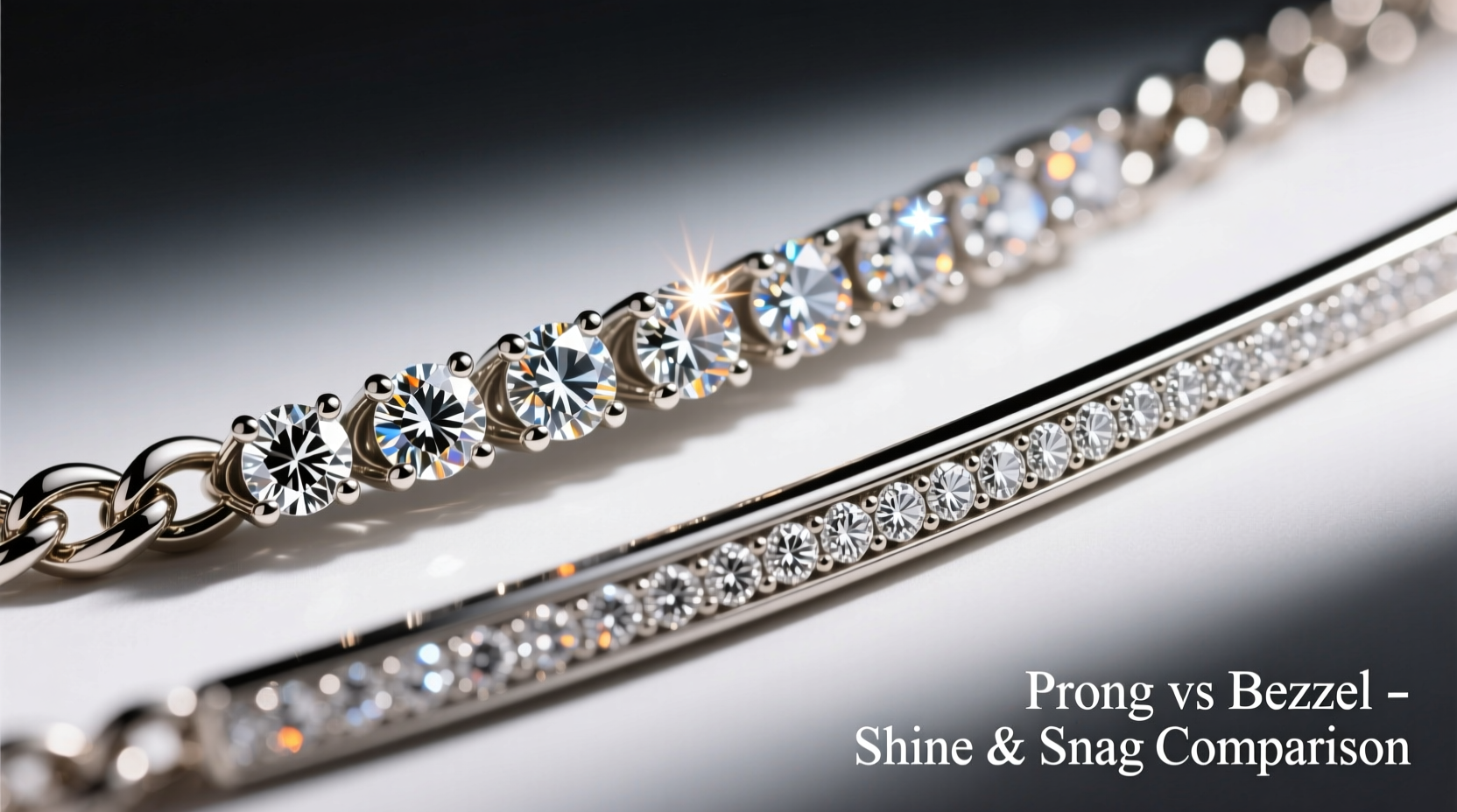 prong vs bezel diamond chain which setting snags less shines more