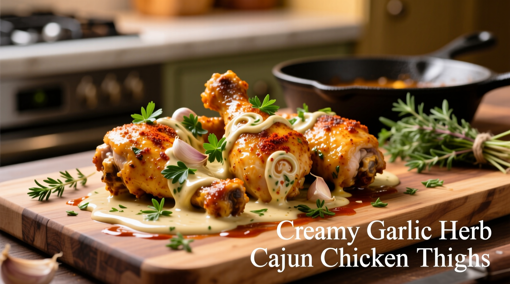 Perfect Creamy Garlic Herb Cajun Chicken Thighs Recipe