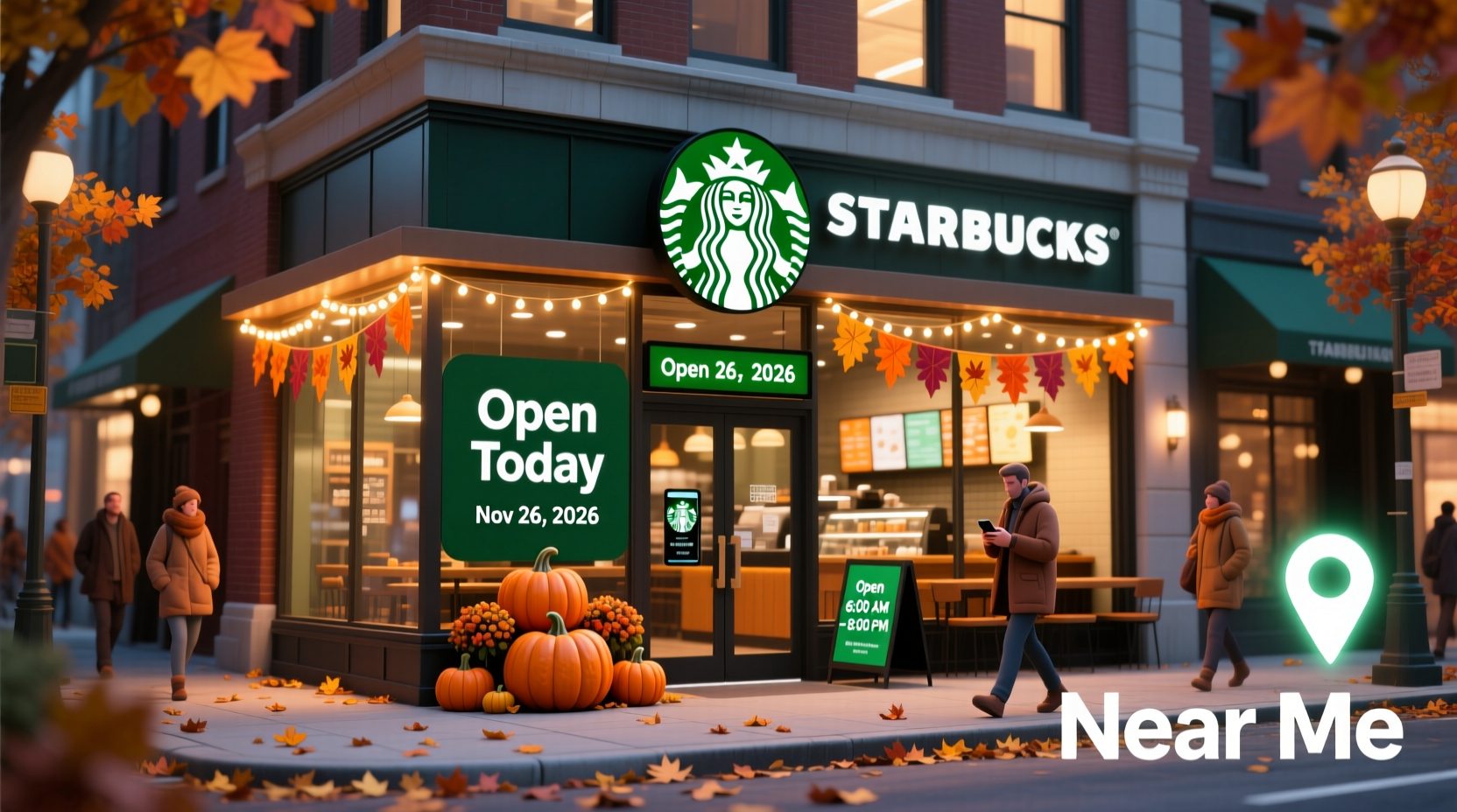 is starbucks open on thanksgiving 2026 near me