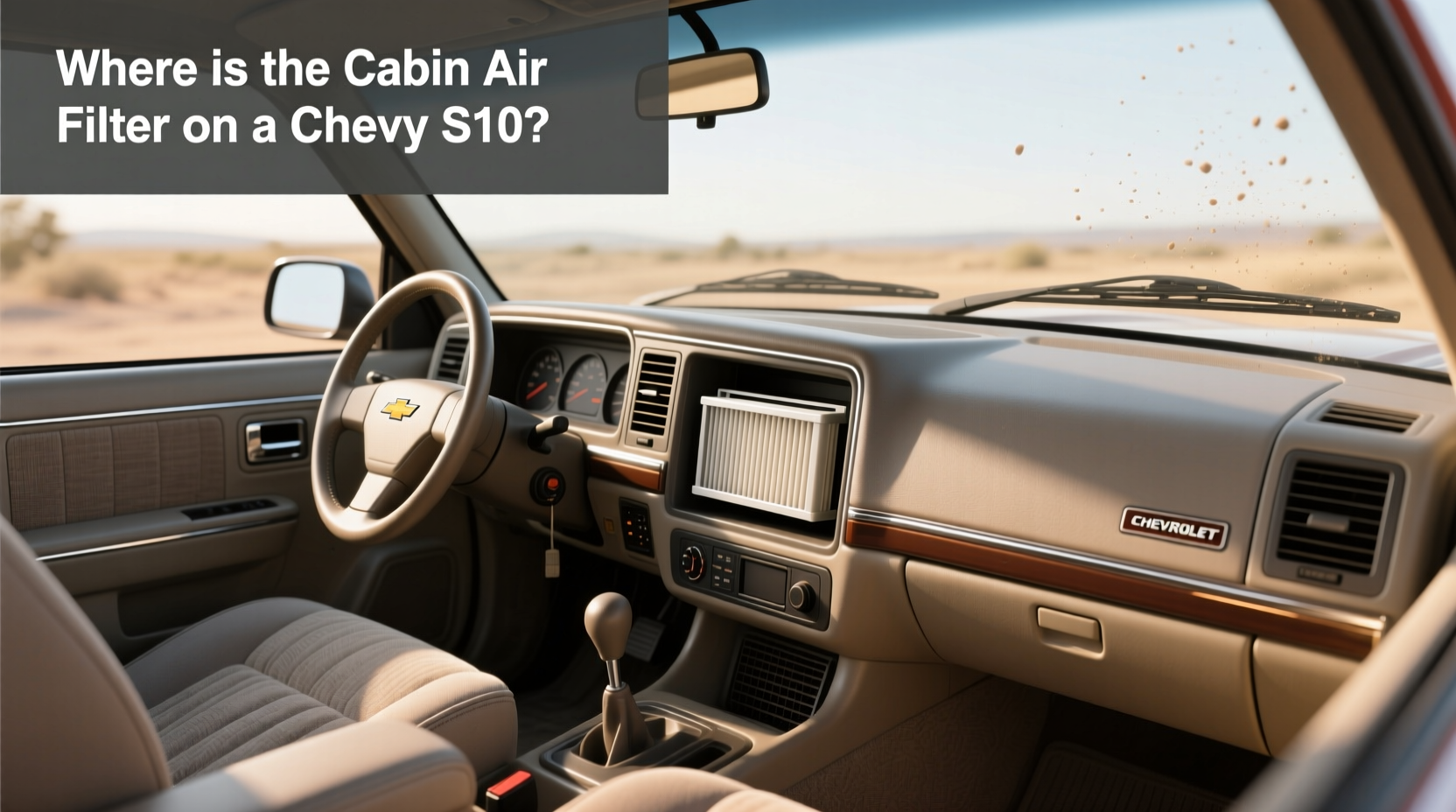 Chevy S10 cabin air filter location diagram showing access path