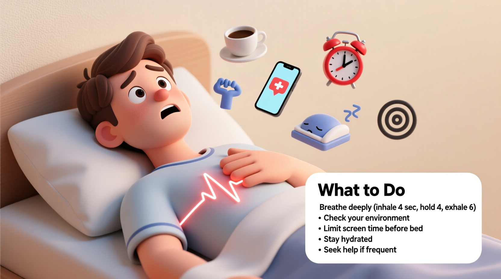 waking up with a racing heart common causes what to do