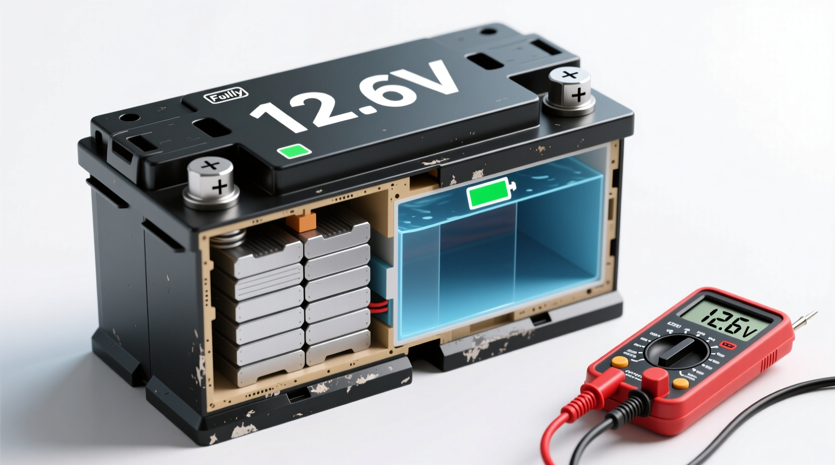 how many volts is a car battery when fully charged