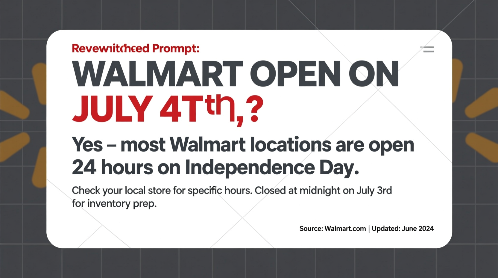 is walmart open on 4 of july