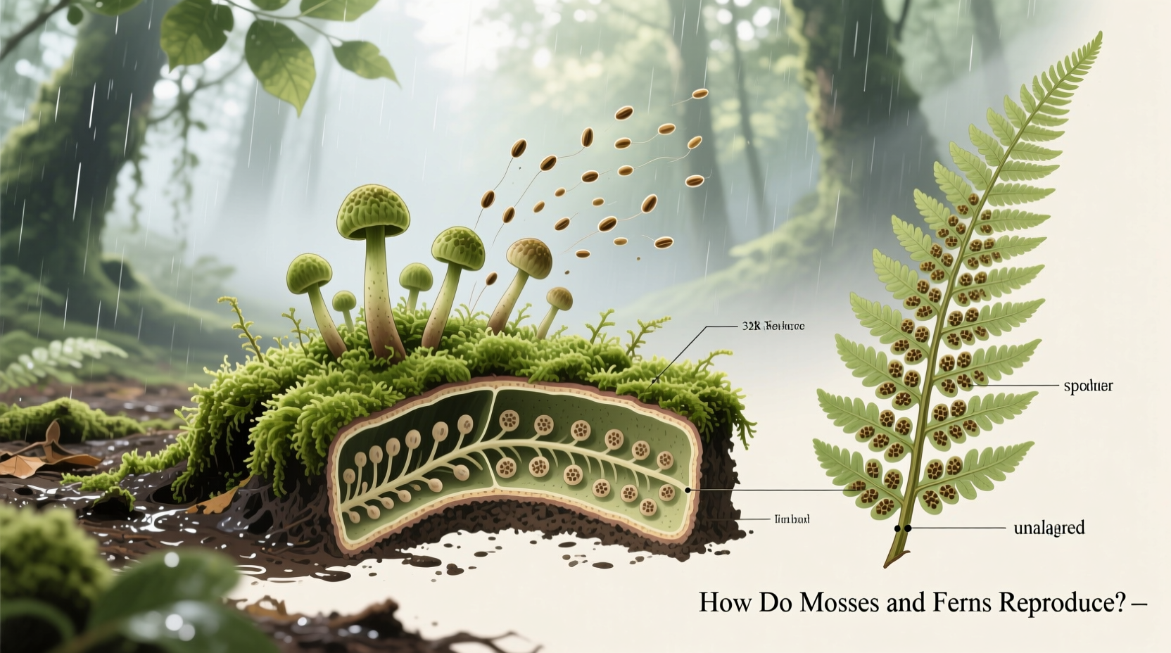 how do mosses and ferns reproduce