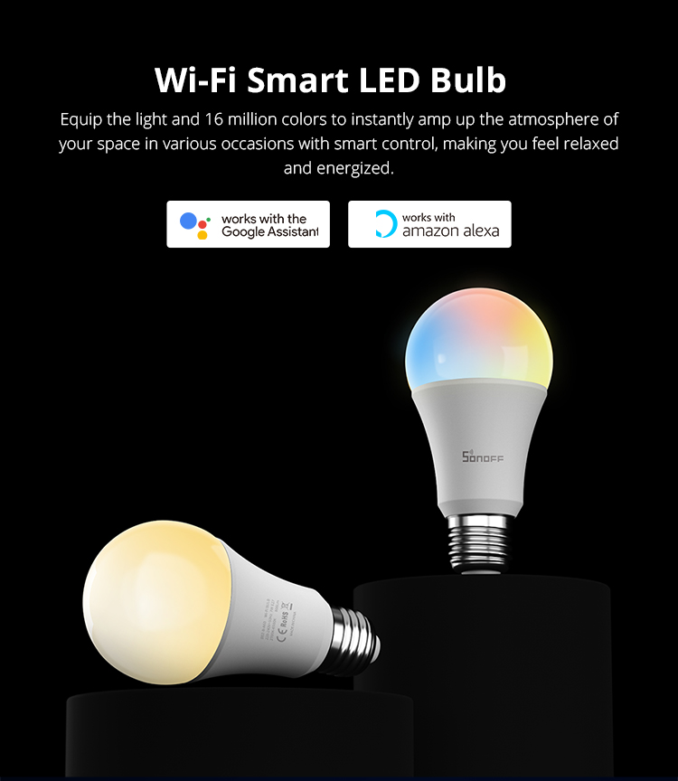 SONOFF B05-BL A60 WiFi Smart e27 LED RGB Bulb Lighting Support Smart Dimmer Color Changing