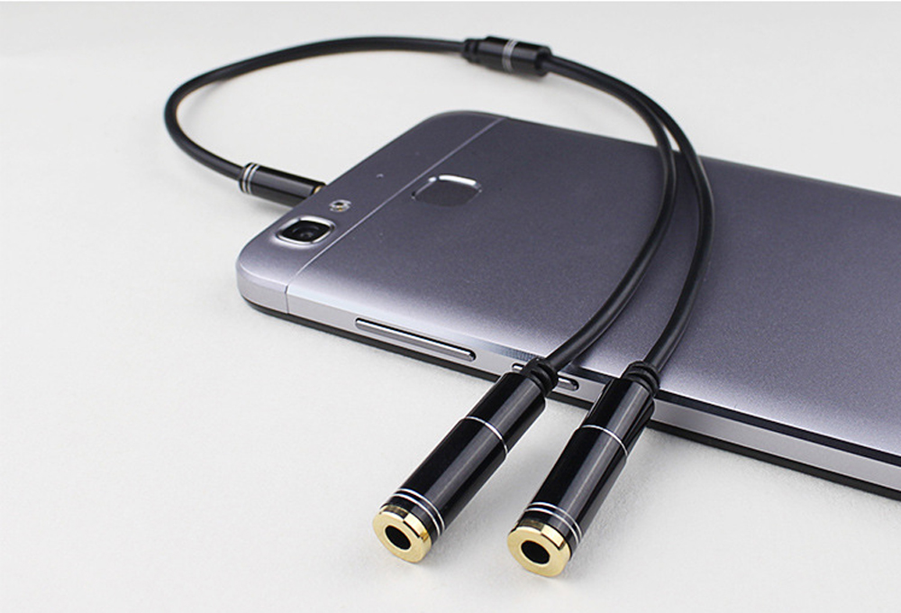 3.5毫米插孔耳机   麦克风音频分离器镀金aux扩展适配器电缆