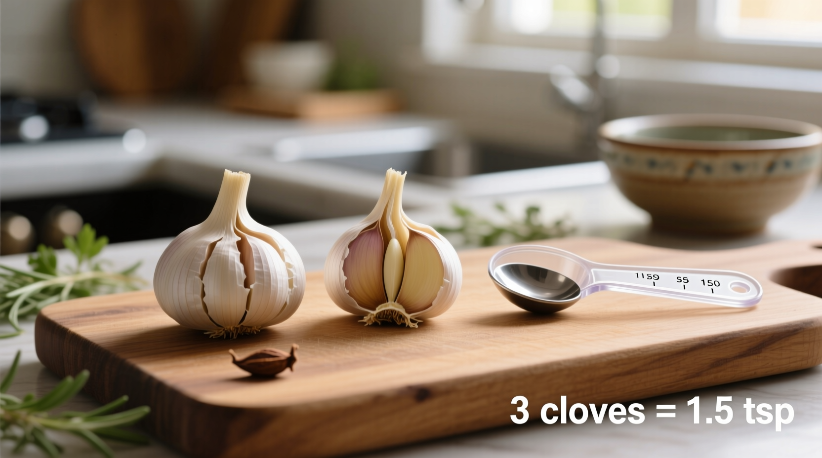 how many teaspoons is three cloves of garlic