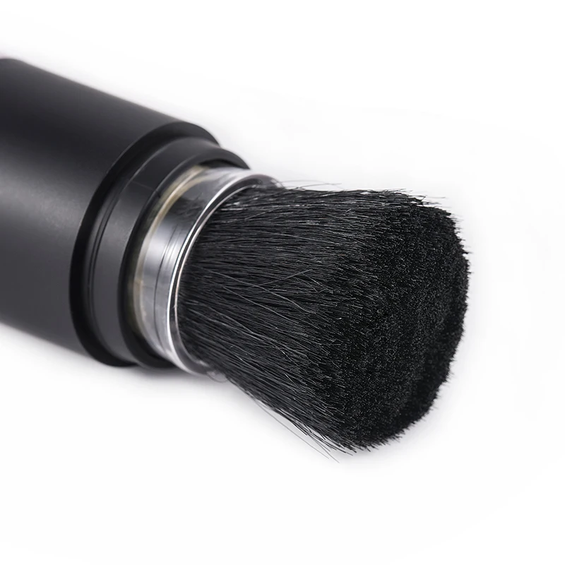 Retractable Goat Hair/ Synthetic hair Dispensing Refillable Loose Powder Brush Black