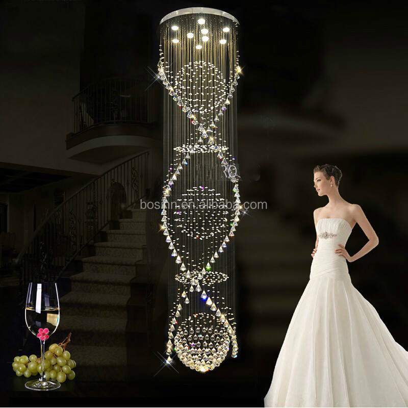 ダブルヘリックスクリスタルシャンデリア 80cm径 280cm高さ LED照明