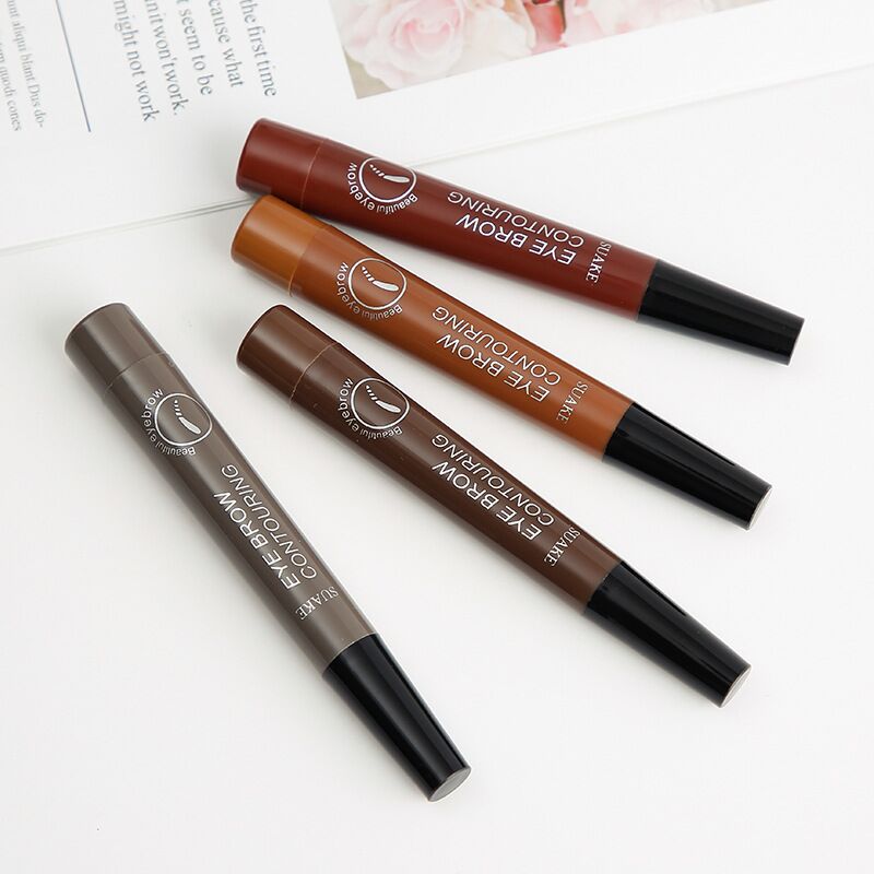 SUAKE 4-TIP Liquid Eyebrow Pencil Waterproof Fork Tip Fine Sketch Liquid Eye Brow Tattoo Tint Pen Korean Cosmetics Makeup