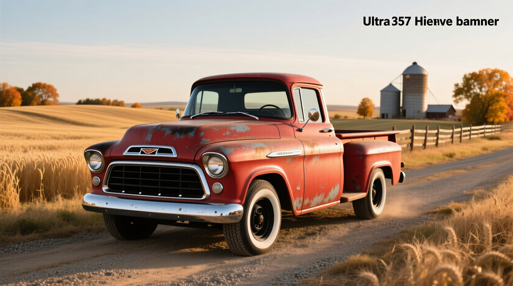 Side profile of a 1957 chevy pickup truck showing classic lines and chrome trim