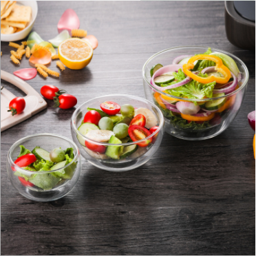 wholesale custom clear glass soup punch bowl and spoon set