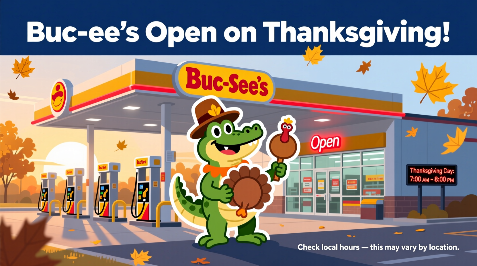 is buc ees open on thanksgiving day
