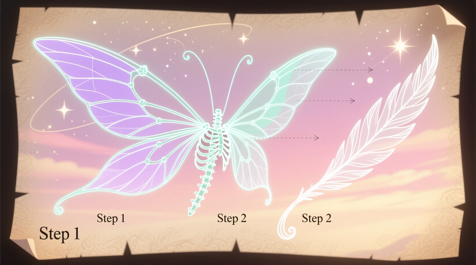 Step-by-step wire frame construction for fairy wings