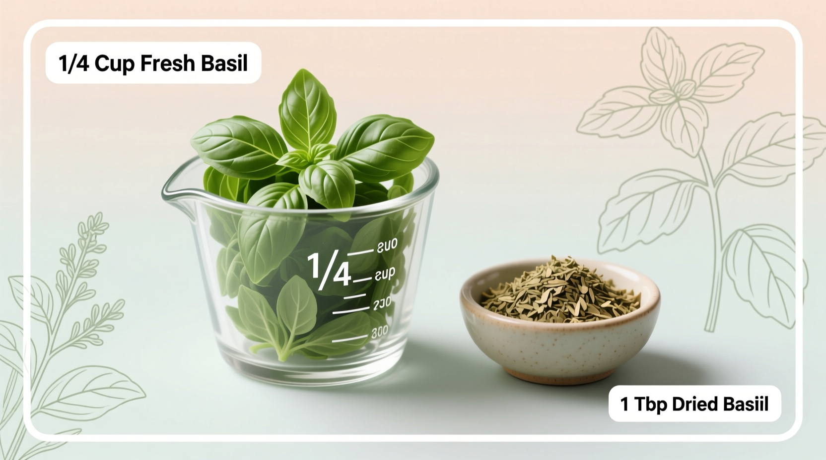 how much dry basil equals 1 4 cup fresh basil