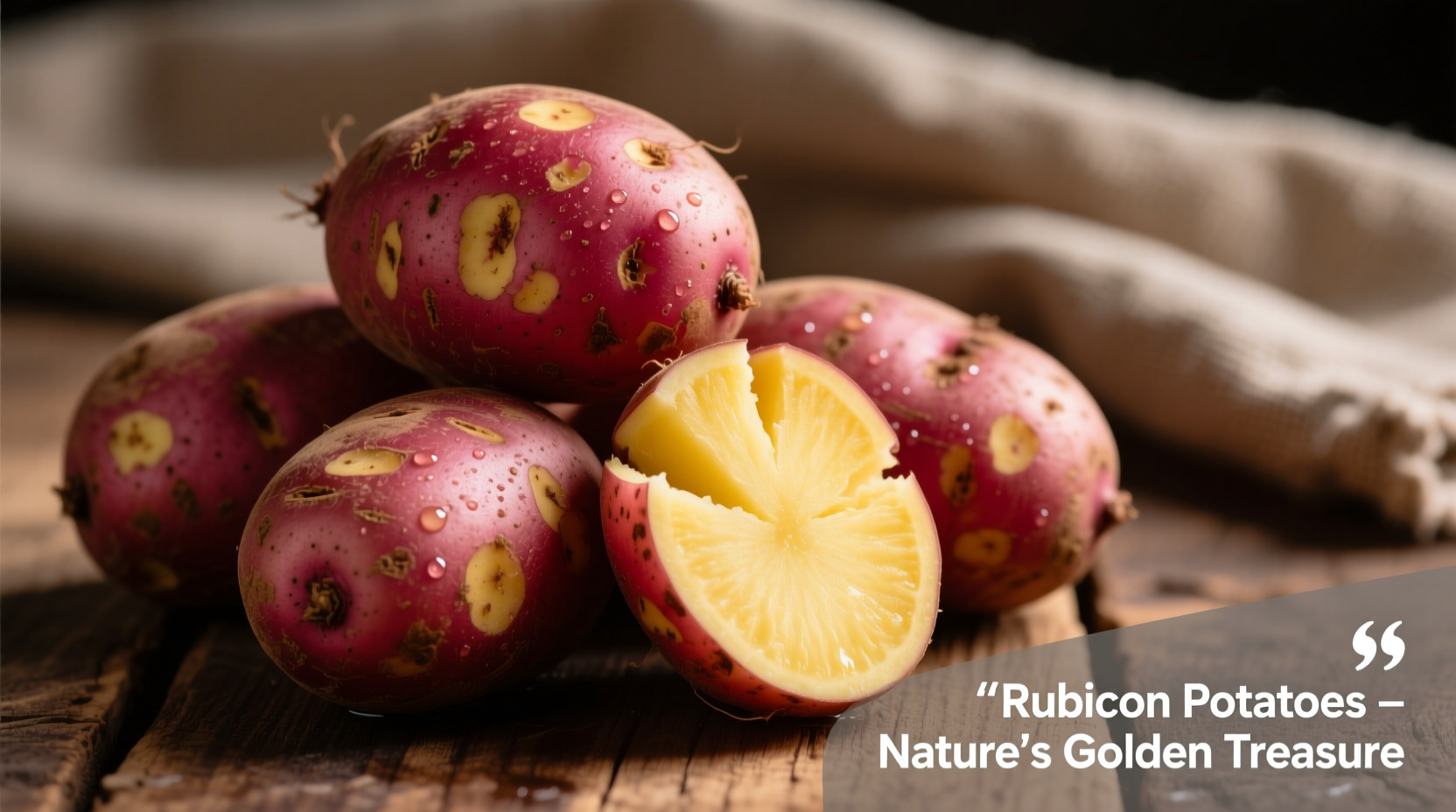 Rubicon potato tubers with characteristic red skin and yellow flesh