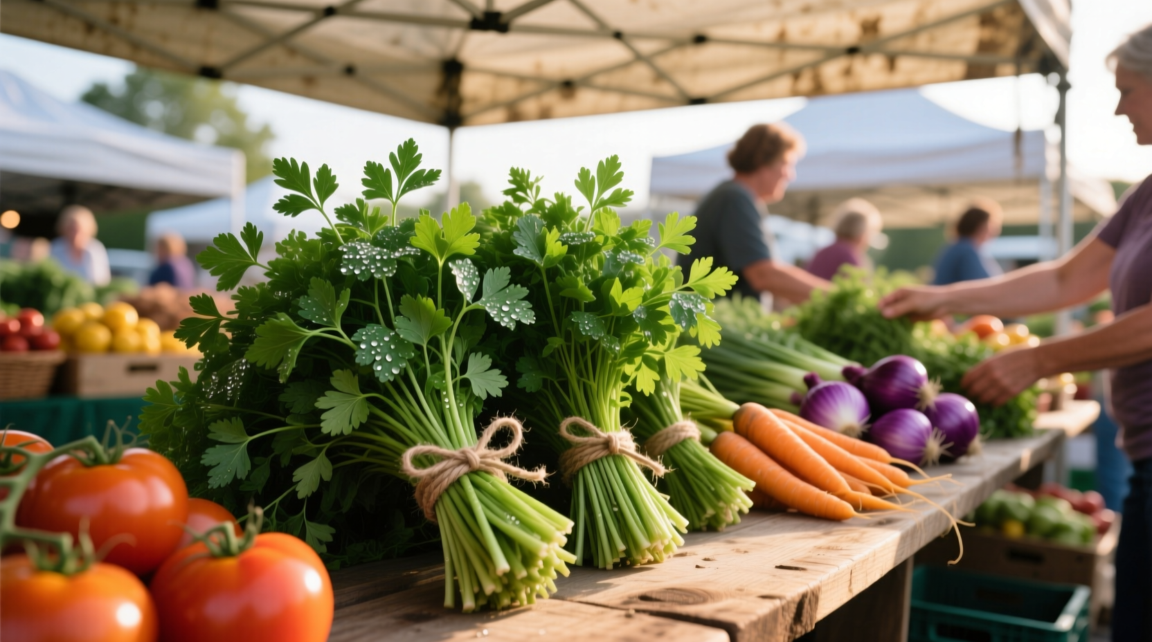 Fresh parsley bunches at Grand Rapids farmers market