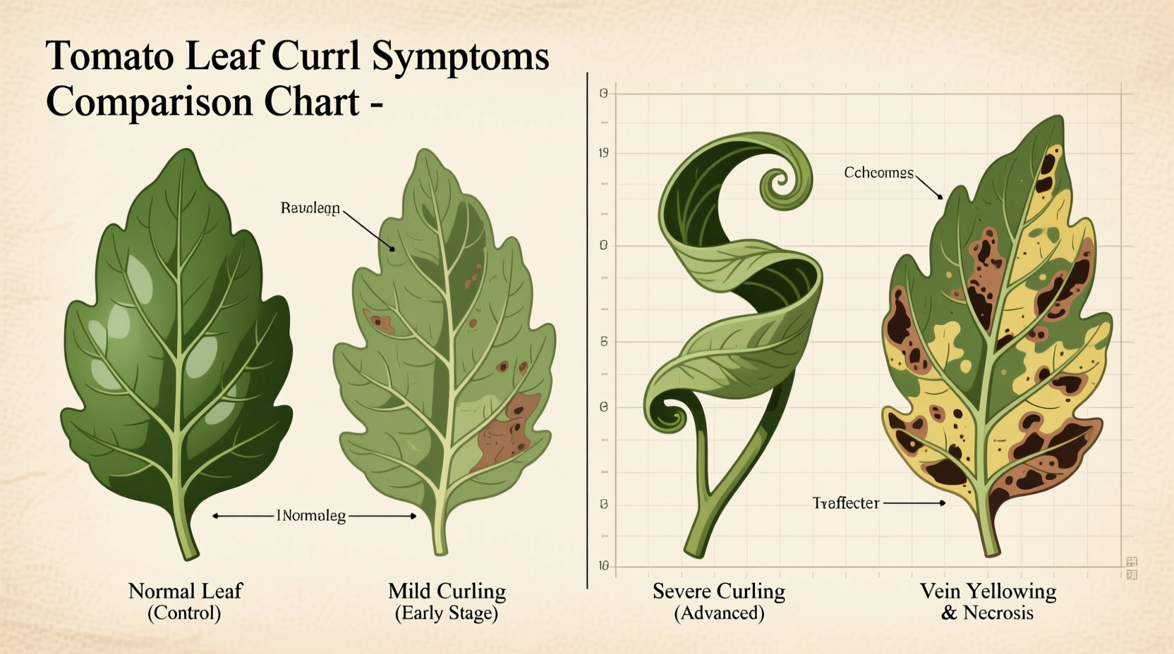 Tomato leaf curl symptoms comparison chart