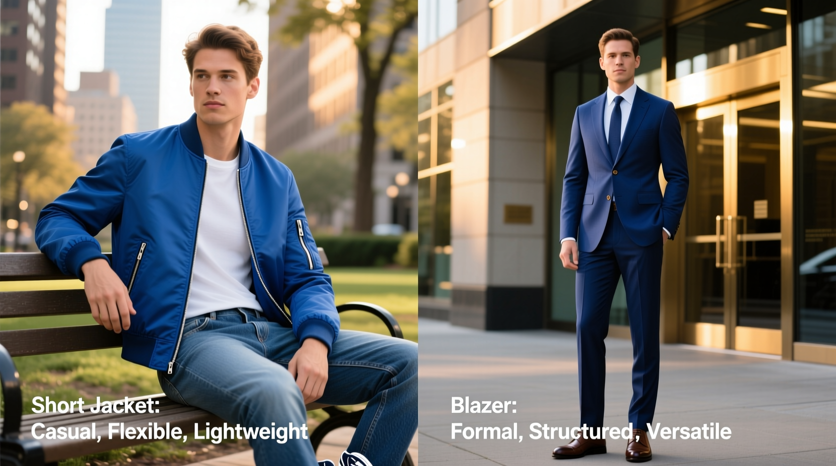 blue short jacket vs blazer is it just a matter of style or is one actually more practical