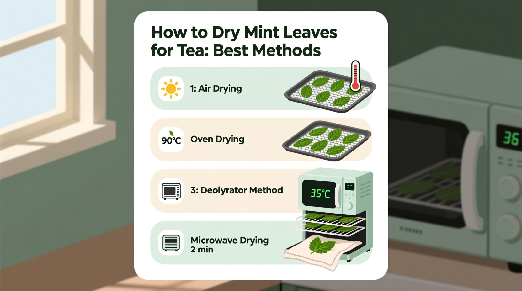 how do you dry mint leaves for tea
