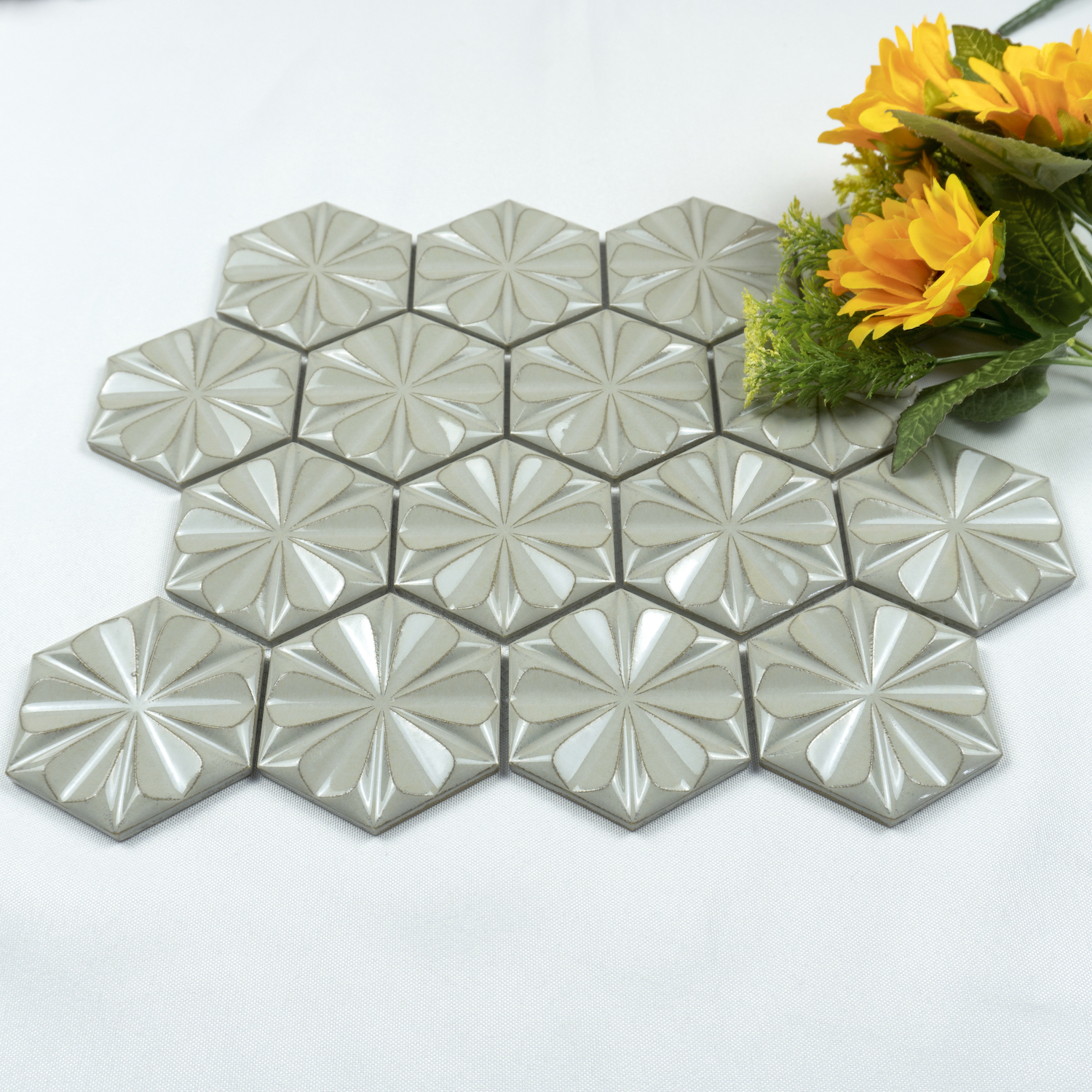 Grey Fambe Hexagonal Mould Wall Decoration Ceramic Mosaics Ceramic Wall Tiles