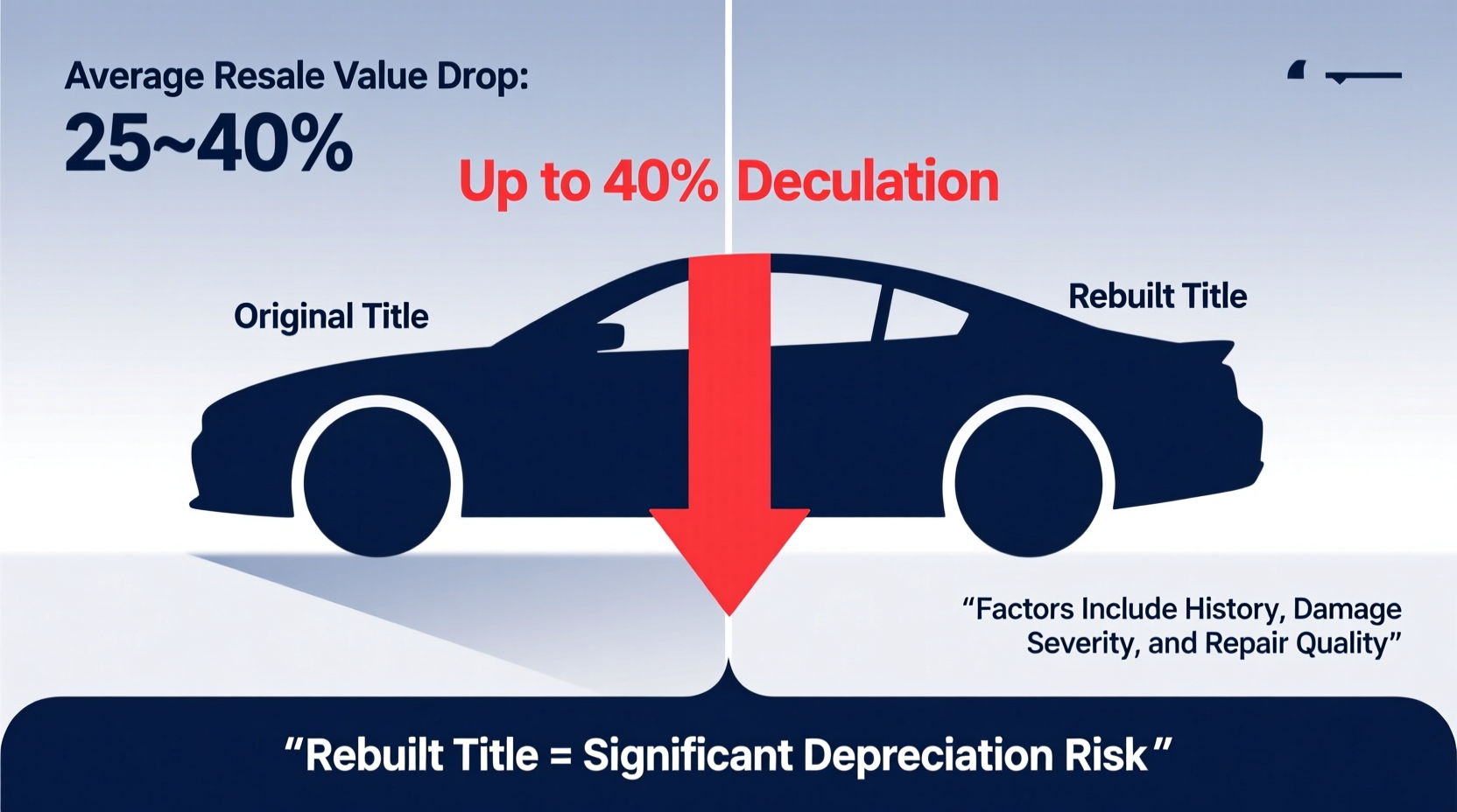 how much does a rebuilt title devalue a car