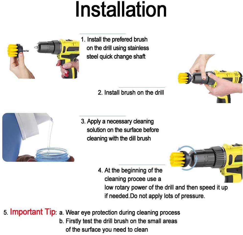 2"/3.5"/4" Drill Cleaning Brush Set For Car / Household