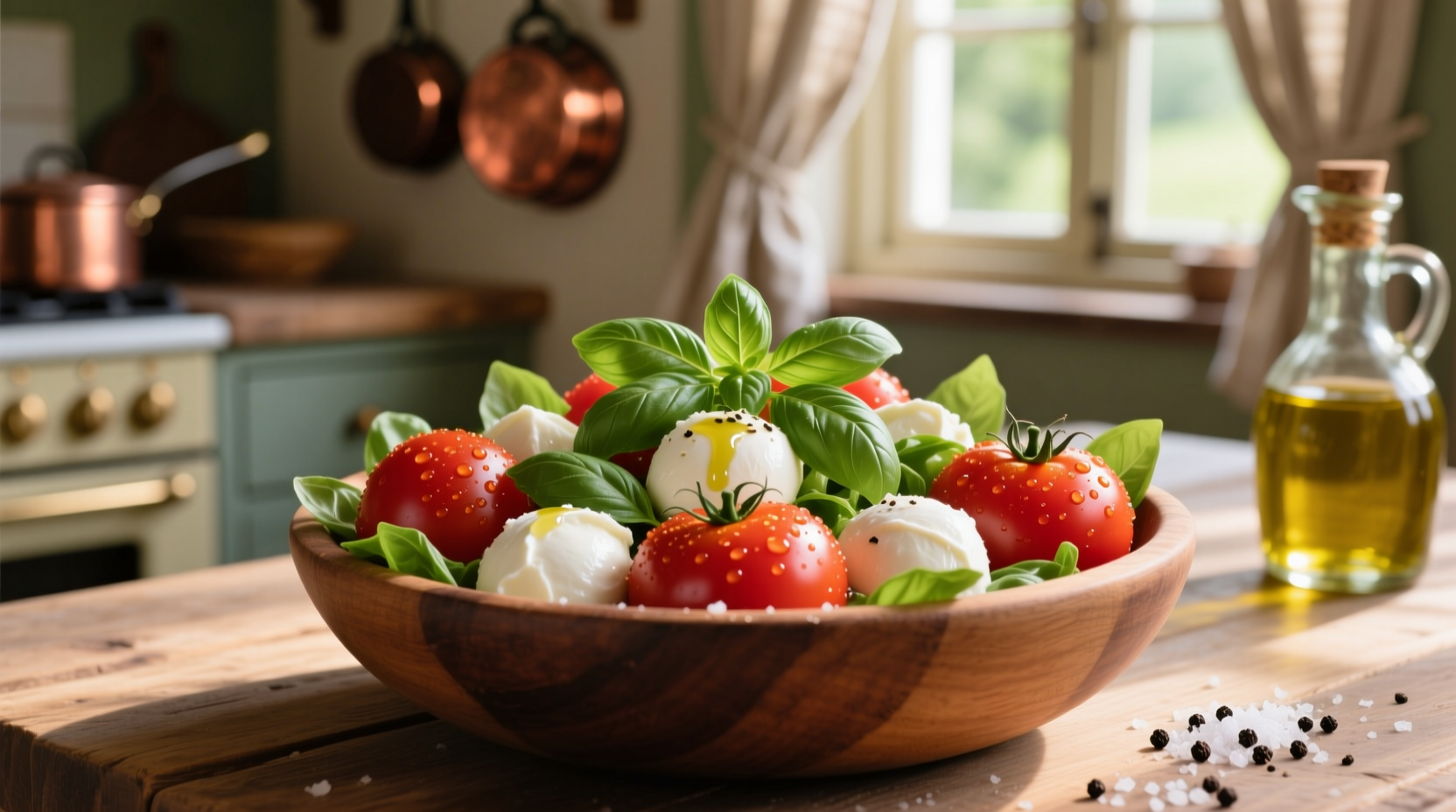 Fresh tomato salad with basil and mozzarella