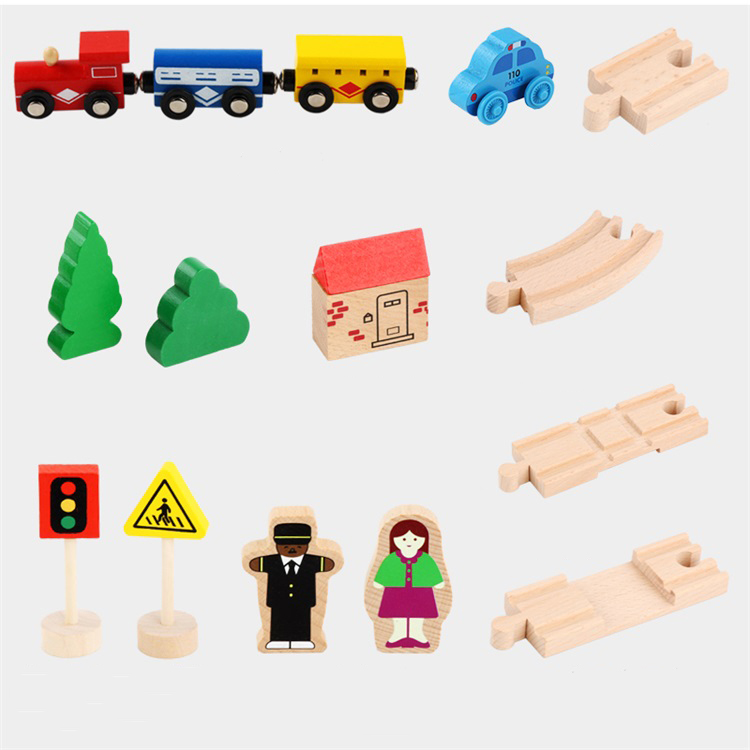 Hot Selling High Quality 32 Pieces Wooden Pull Train Round Track Set Toys New Released Kids Imagination Develop Educational Toys