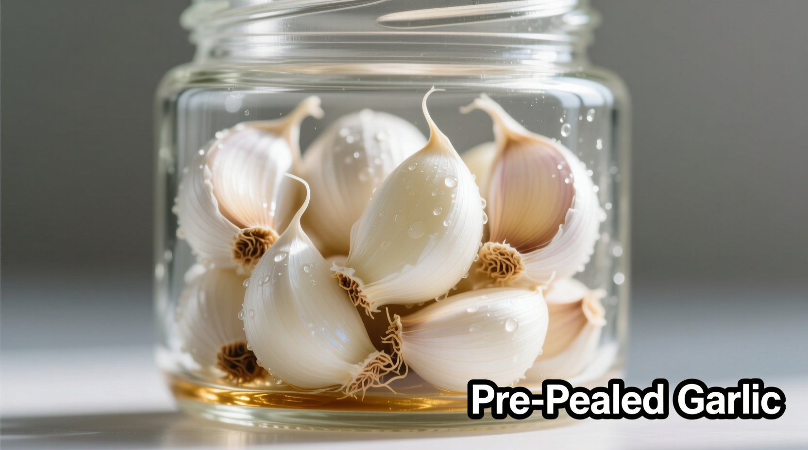 Pre peeled garlic cloves in glass container