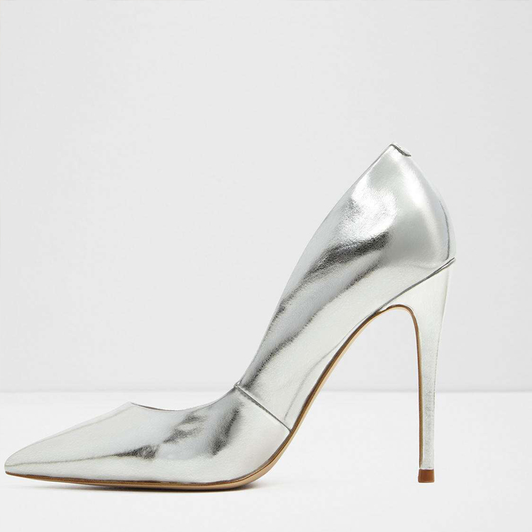 自定义标志银色豪华高跟鞋高跟鞋女高跟鞋大尺寸女士高跟鞋女子泵