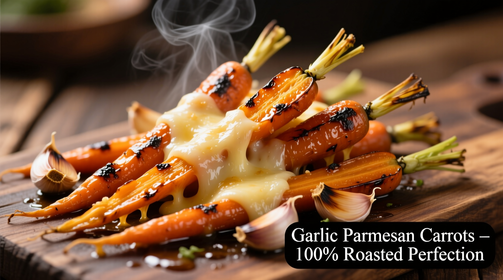 Golden roasted garlic parmesan carrots with melted cheese