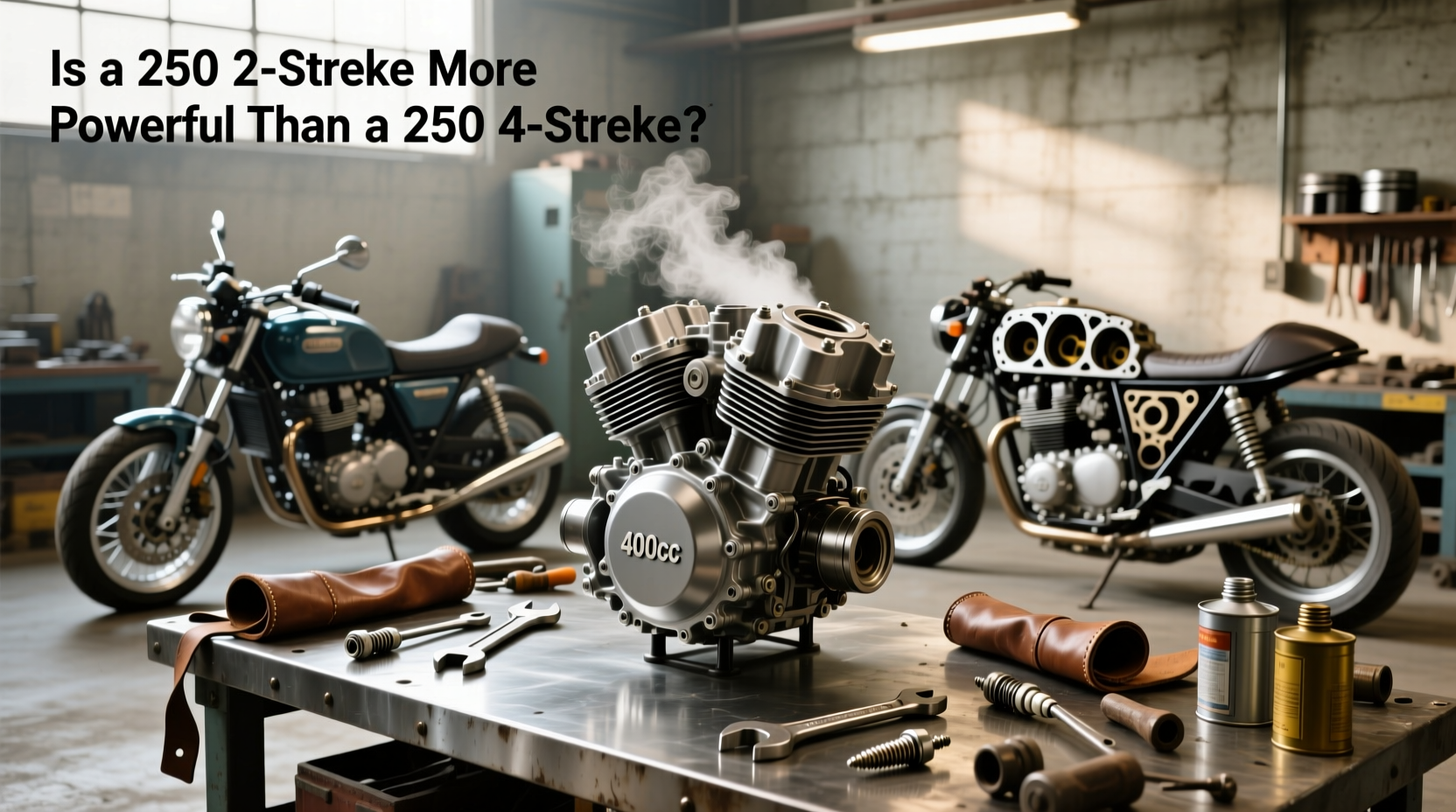 Close-up of a 2-stroke dirt bike engine