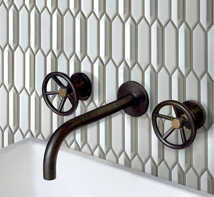 3D Glossy White Arrow Mosaic Tiles Home Mosaic Wall Tiles Decorative 3D Tiles