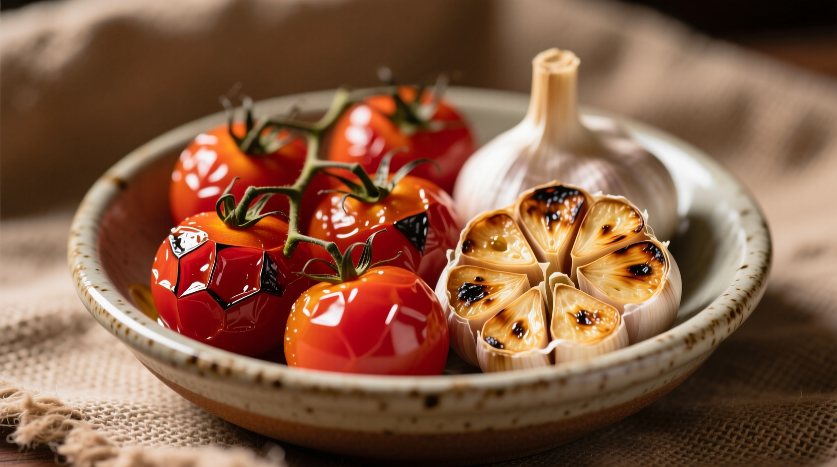 roasted cherry tomatoes and garlic