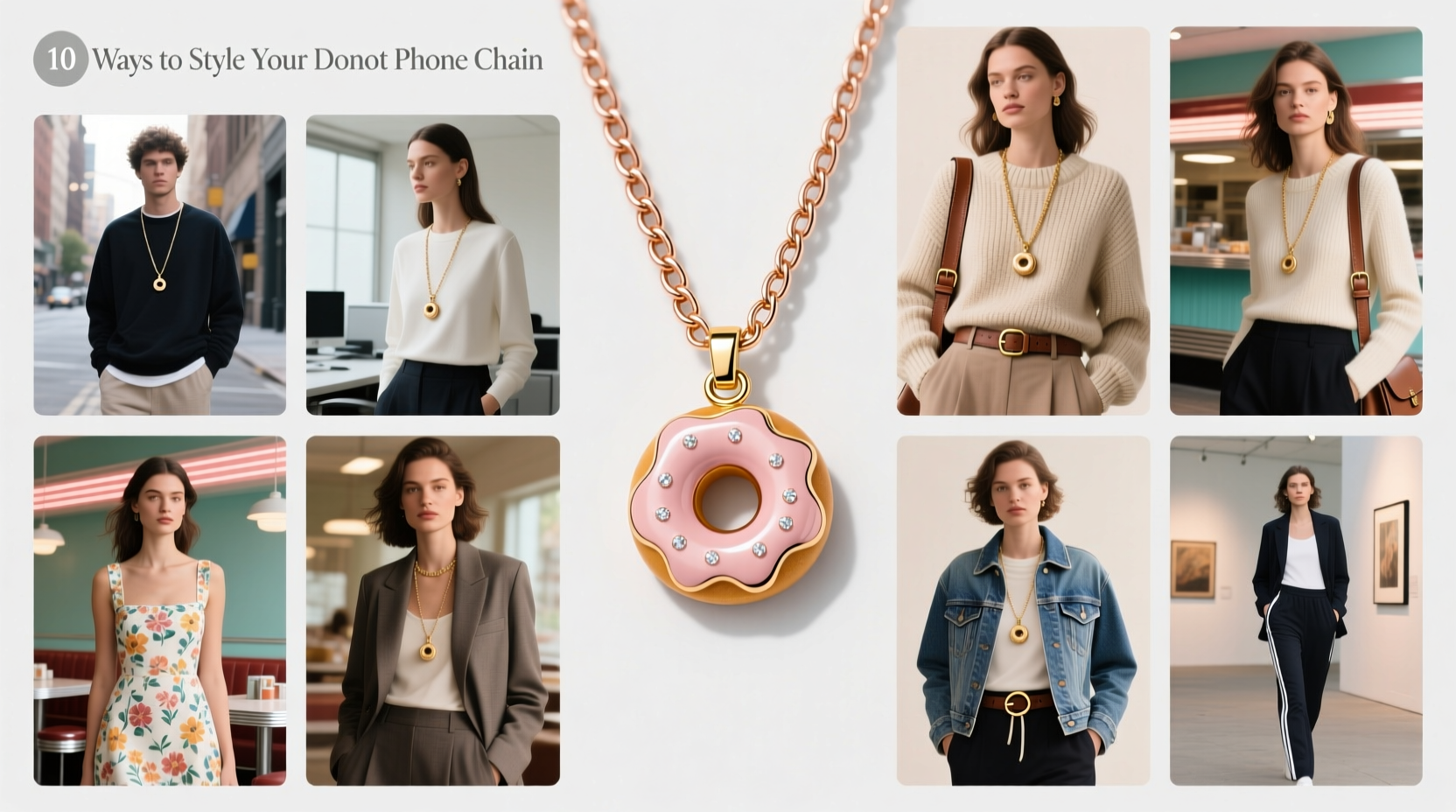 10 unique ways to style a phone chain featuring a donut pendant for everyday chic