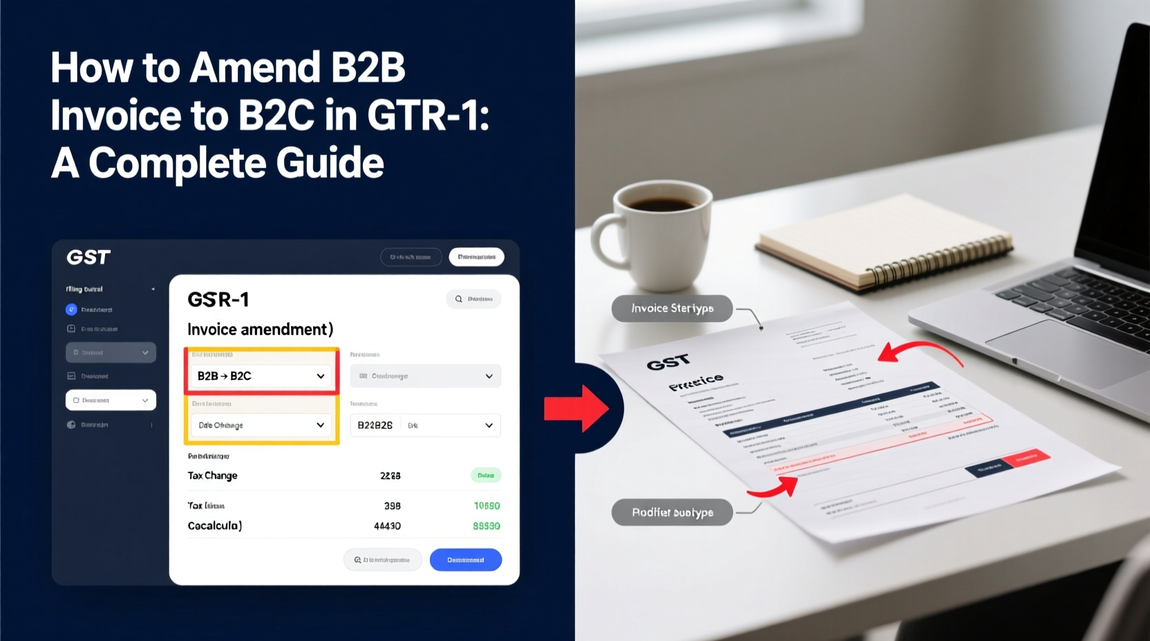 how to amend b2b invoice to b2c in gstr1