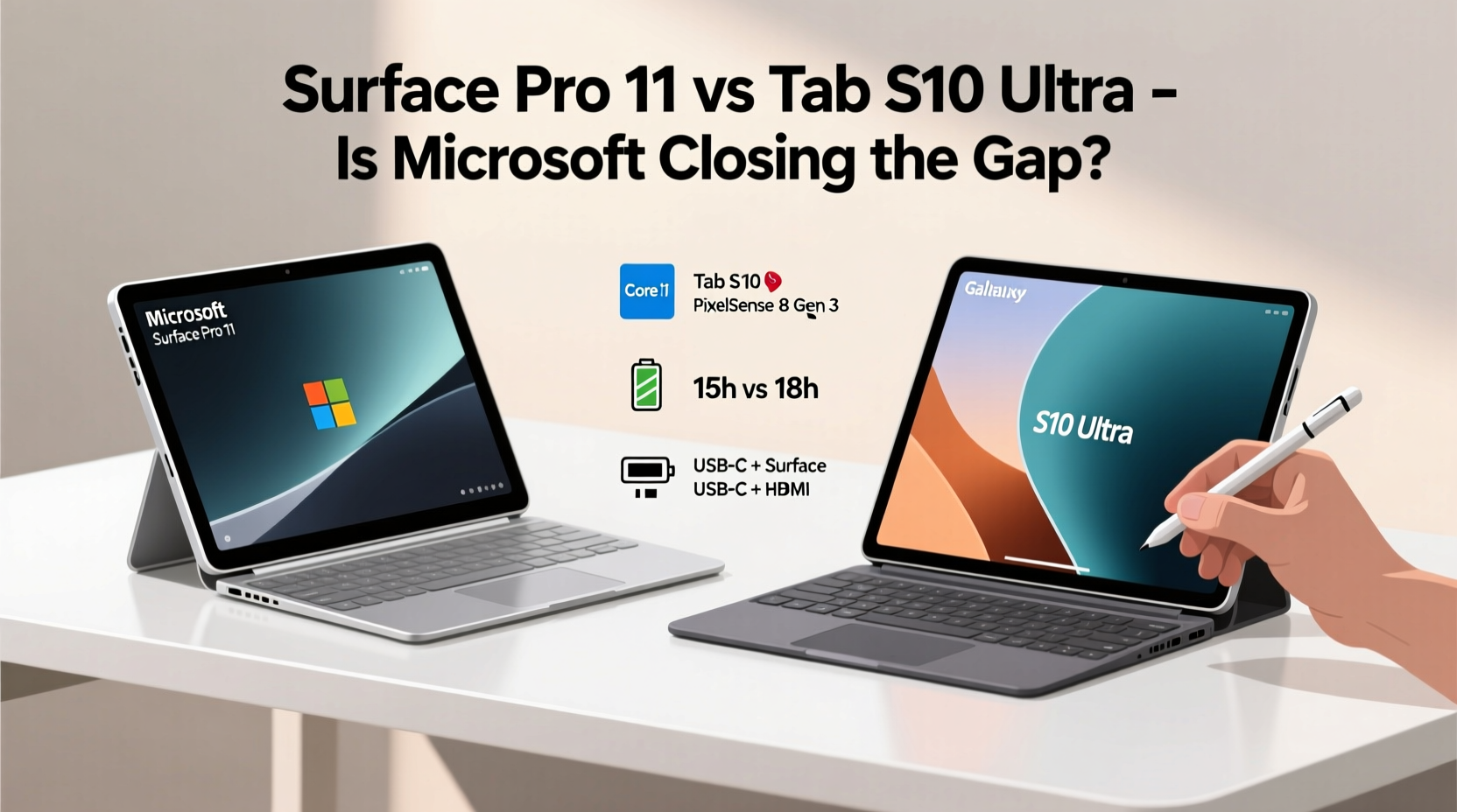 surface pro 11 vs tab s10 ultra is microsoft finally catching up to samsung or is it the other way around